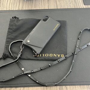 NEW Bandolier iPhone 11 max phone case crossbody strap and black pebble leather